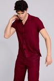 Maroon Half Sleeve Co-Ords Set By Purple Mango