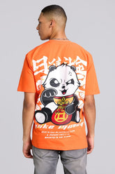 Slaying Panda Orange Oversized Unisex T-shirt By Purple Mango