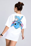 Hanging Bat White Oversized Unisex T-shirt By Purple Mango