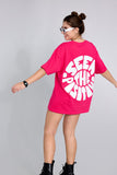 Seek The Positive Pink Oversized Unisex T-shirt By Purple Mango