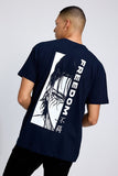Freedom Navy Blue Oversized Unisex T-shirt By Purple Mango