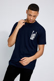 Freedom Navy Blue Oversized Unisex T-shirt By Purple Mango