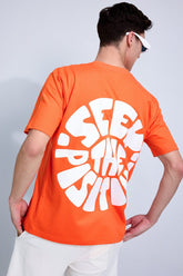 Seek The Positive Orange Oversized Unisex T-shirt By Purple Mango