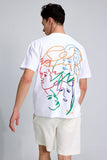 Multiple Faces White Oversized Unisex T-shirt By Purple Mango
