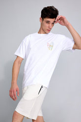 Multiple Faces White Oversized Unisex T-shirt By Purple Mango