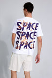 Space White Oversized Unisex T-shirt By Purple Mango