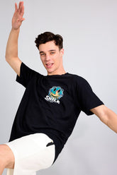 Smile Black Oversized Unisex T-shirt By Purple Mango