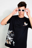 Space Man Black Oversized Unisex T-shirt By Purple Mango