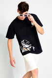 Space Man Black Oversized Unisex T-shirt By Purple Mango