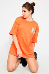 Flying Butterfly Orange Oversized Unisex T-shirt By Purple Mango