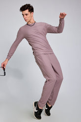 Knitted Beige Co-Ords Set With Joggers By Purple Mango