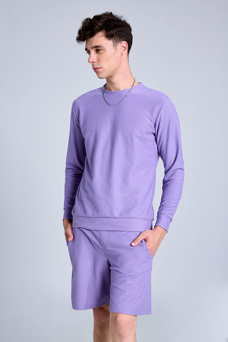 Knitted Lilac Co-Ords Set With Joggers By Purple Mango