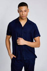 Dark Blue Half Sleeve Co-Ords Set By Purple Mango