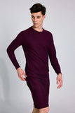 Knitted Maroon Co-Ords Set With Shorts By Purple Mango