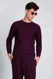 Knitted Maroon Co-Ords Set With Joggers By Purple Mango