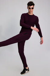 Knitted Maroon Co-Ords Set With Joggers By Purple Mango
