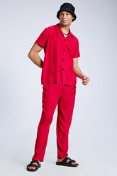 Red Half Sleeve Co-Ords Set By Purple Mango