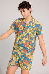 Faux Leaf Blue Co-ords By Purple Mango