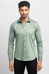 Color Matic Coral Pistachio Green Shirt