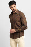 Glen Plaid Brown Giza Cotton Shirt