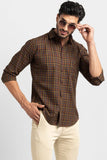 Glen Plaid Brown Giza Cotton Shirt