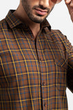 Glen Plaid Brown Giza Cotton Shirt