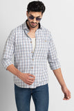 Glen Plaid Grey Giza Cotton Shirt