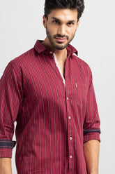Lush Red Giza Stripe Shirt
