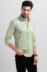Men Printed Casual Green Shirt