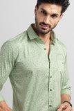 Men Printed Casual Green Shirt