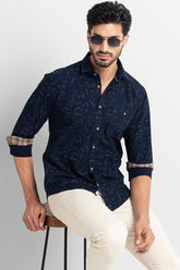 Blue Floral Printed Shirt