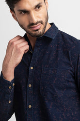 Blue Daisy Floral Printed Shirt