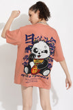 Slaying Panda Peach Oversized Unisex T-Shirt By Purple Mango