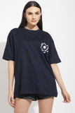 W T F Navy Blue Oversized Unisex T-Shirt By Purple Mango
