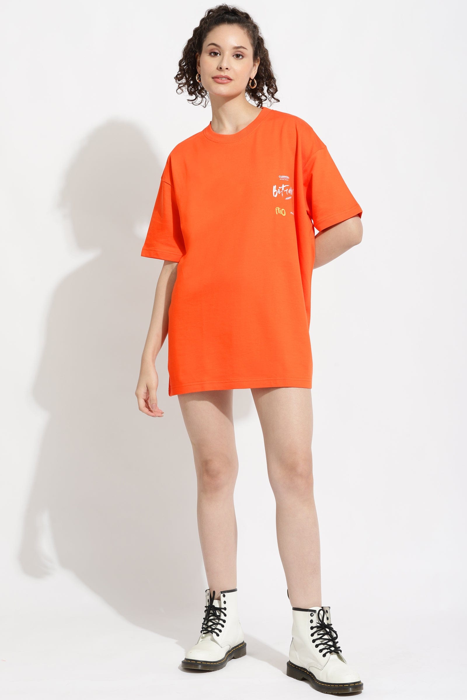 Be Firece Tangarine Orange Oversized Unisex T-Shirt By Purple Mango