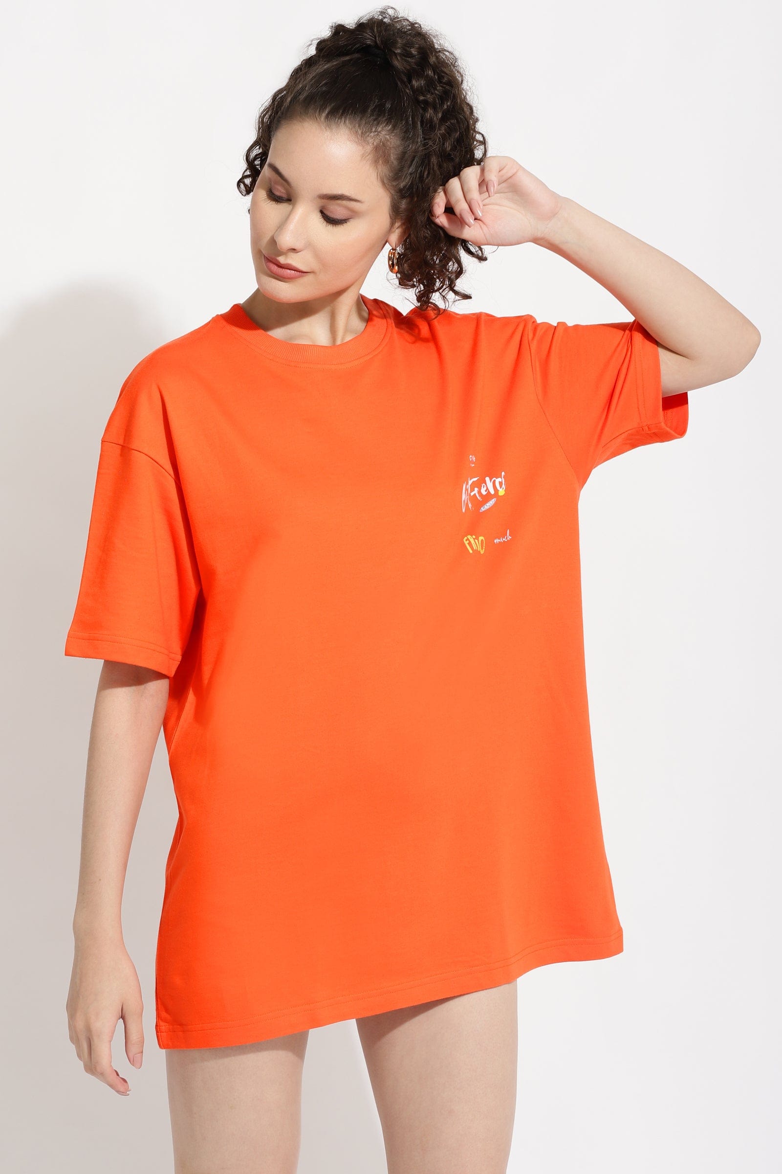 Be Firece Tangarine Orange Oversized Unisex T-Shirt By Purple Mango