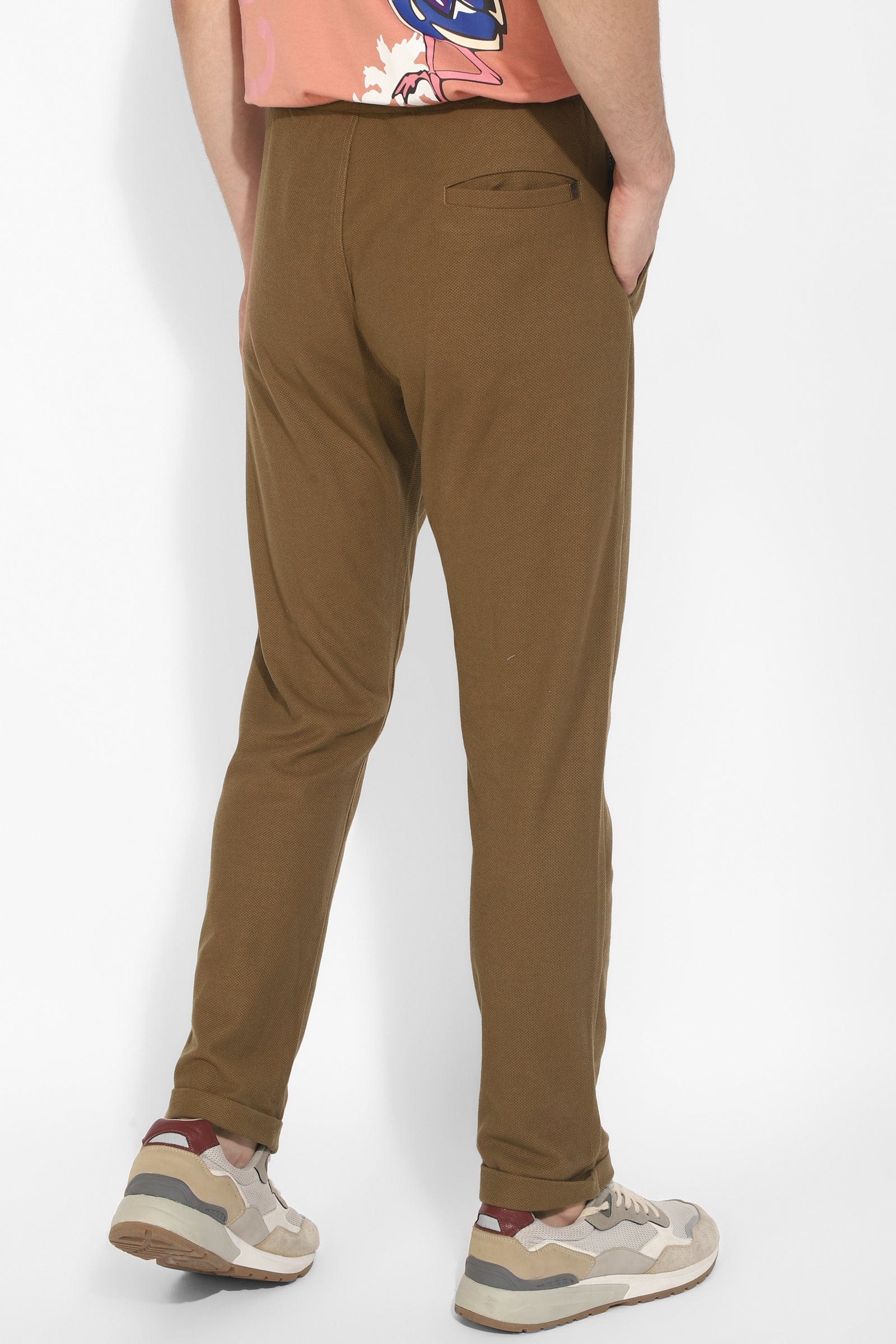 Brown Knitted Trousers By Purple Mango