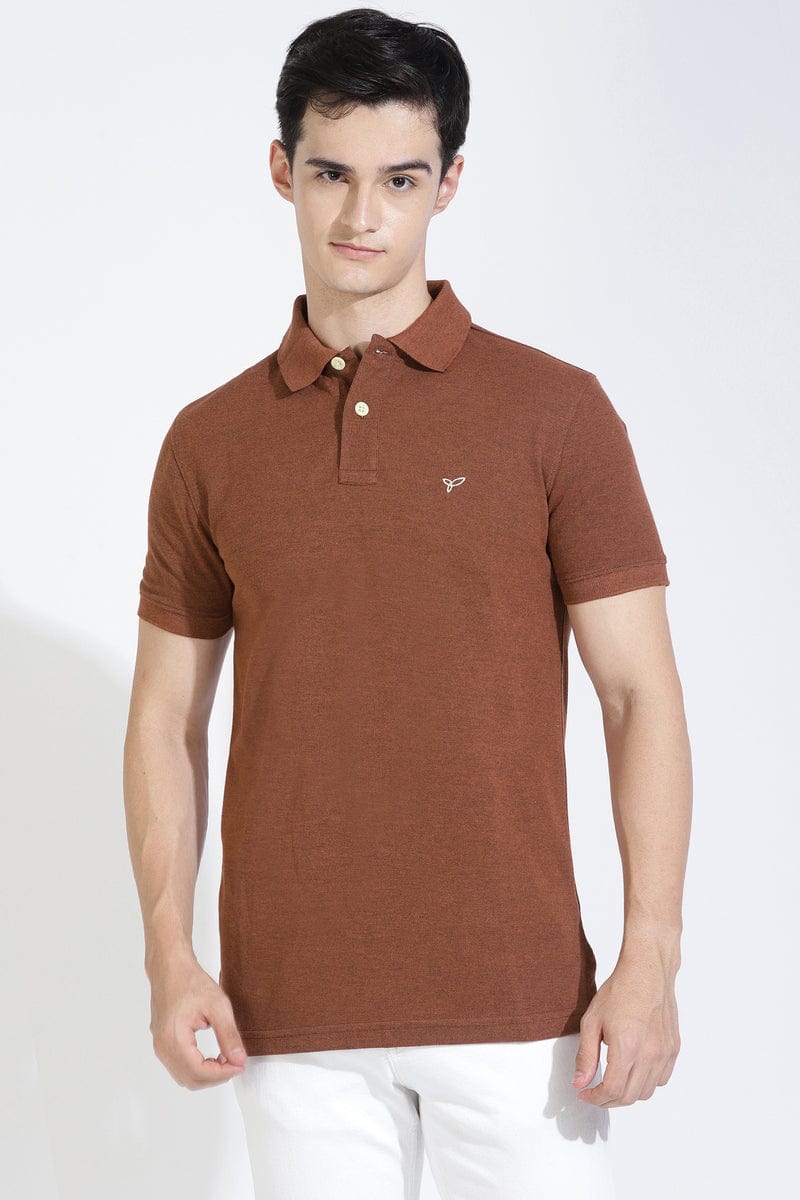 Brown Polo T-shirt By Purple Mango