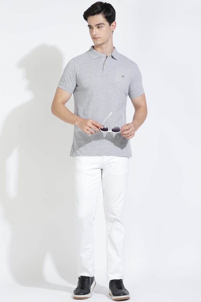 Dark Grey Polo T-shirt By Purple Mango