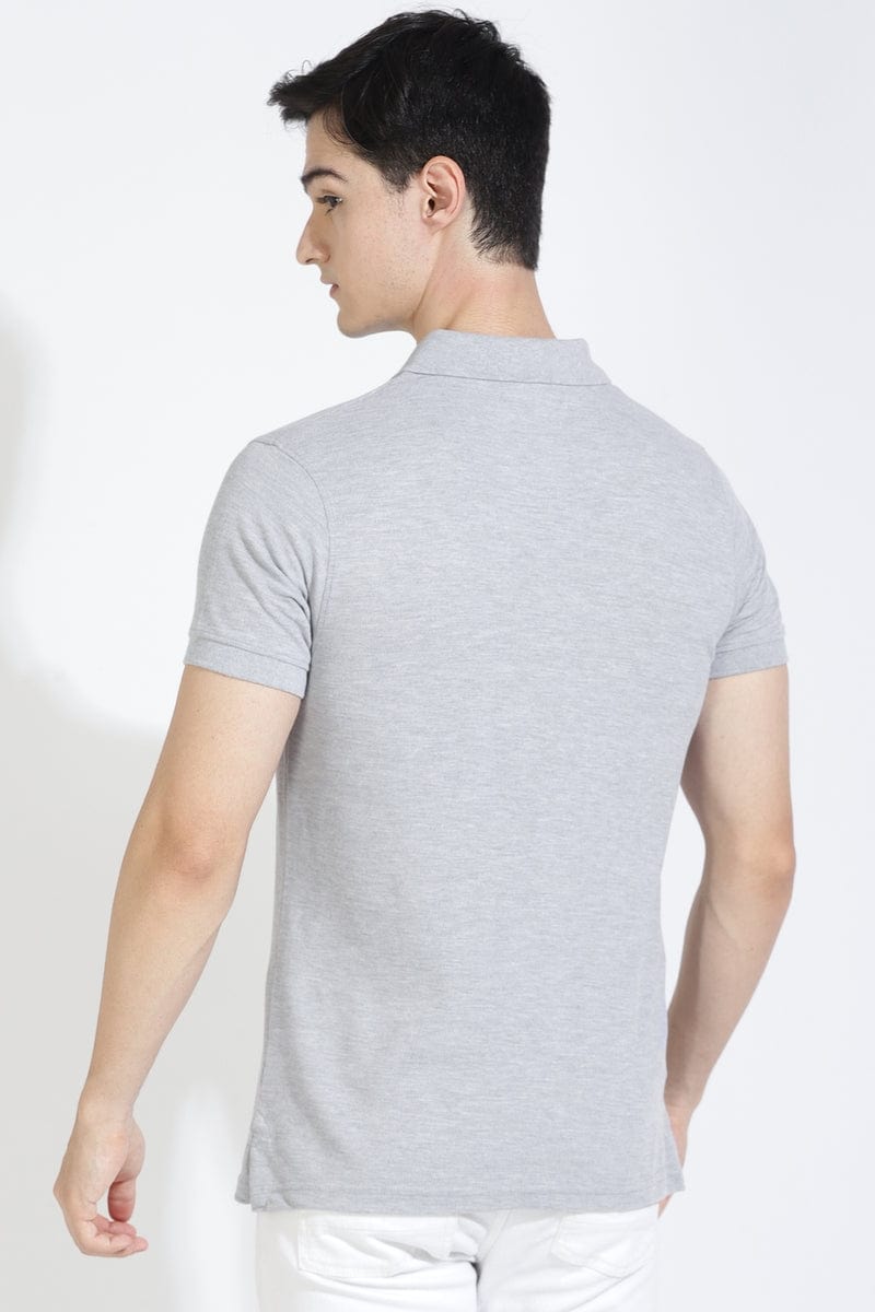 Dark Grey Polo T-shirt By Purple Mango