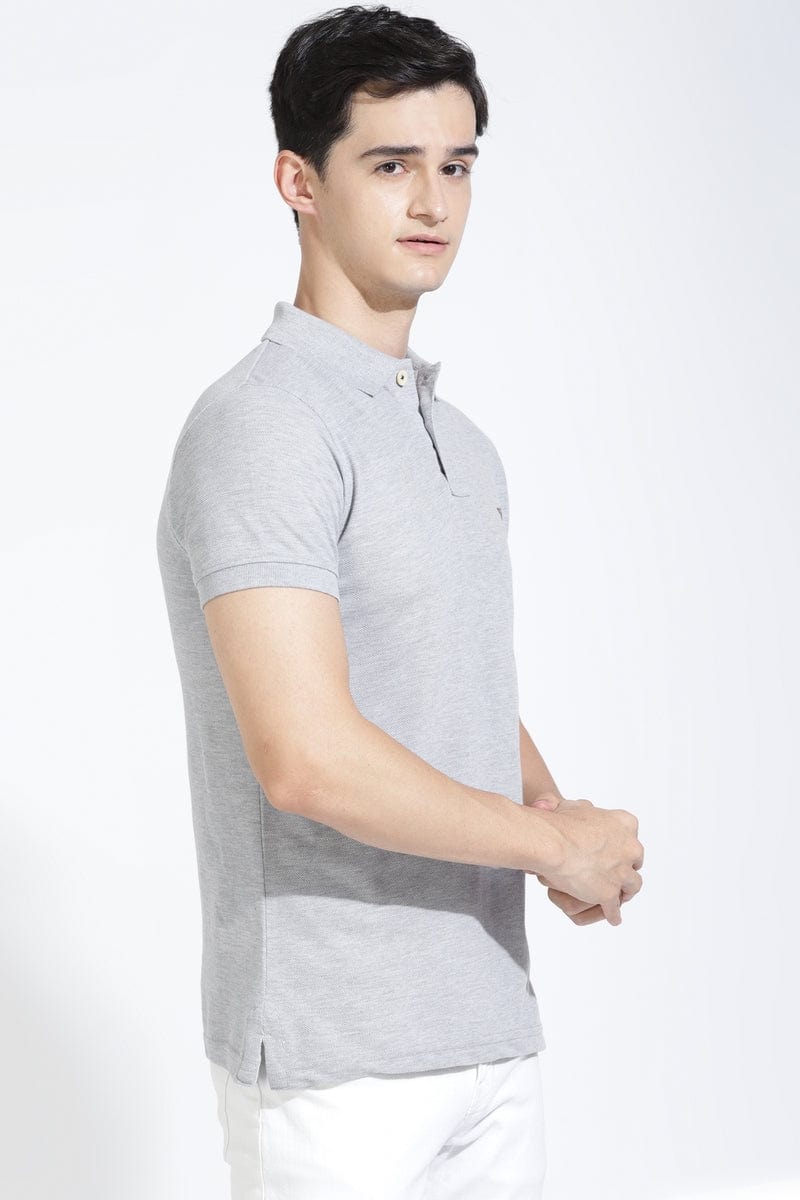 Dark Grey Polo T-shirt By Purple Mango