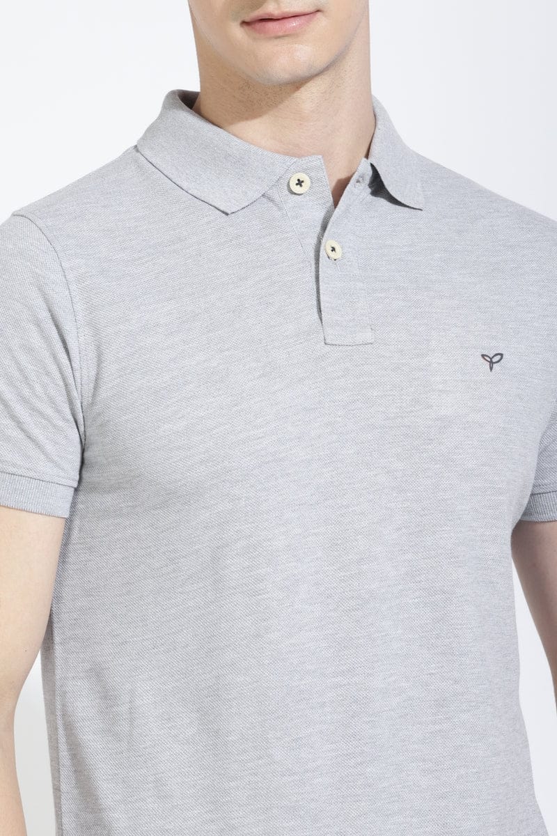 Dark Grey Polo T-shirt By Purple Mango