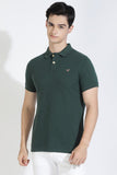 Forest Green Polo T-Shirt By Purple Mango
