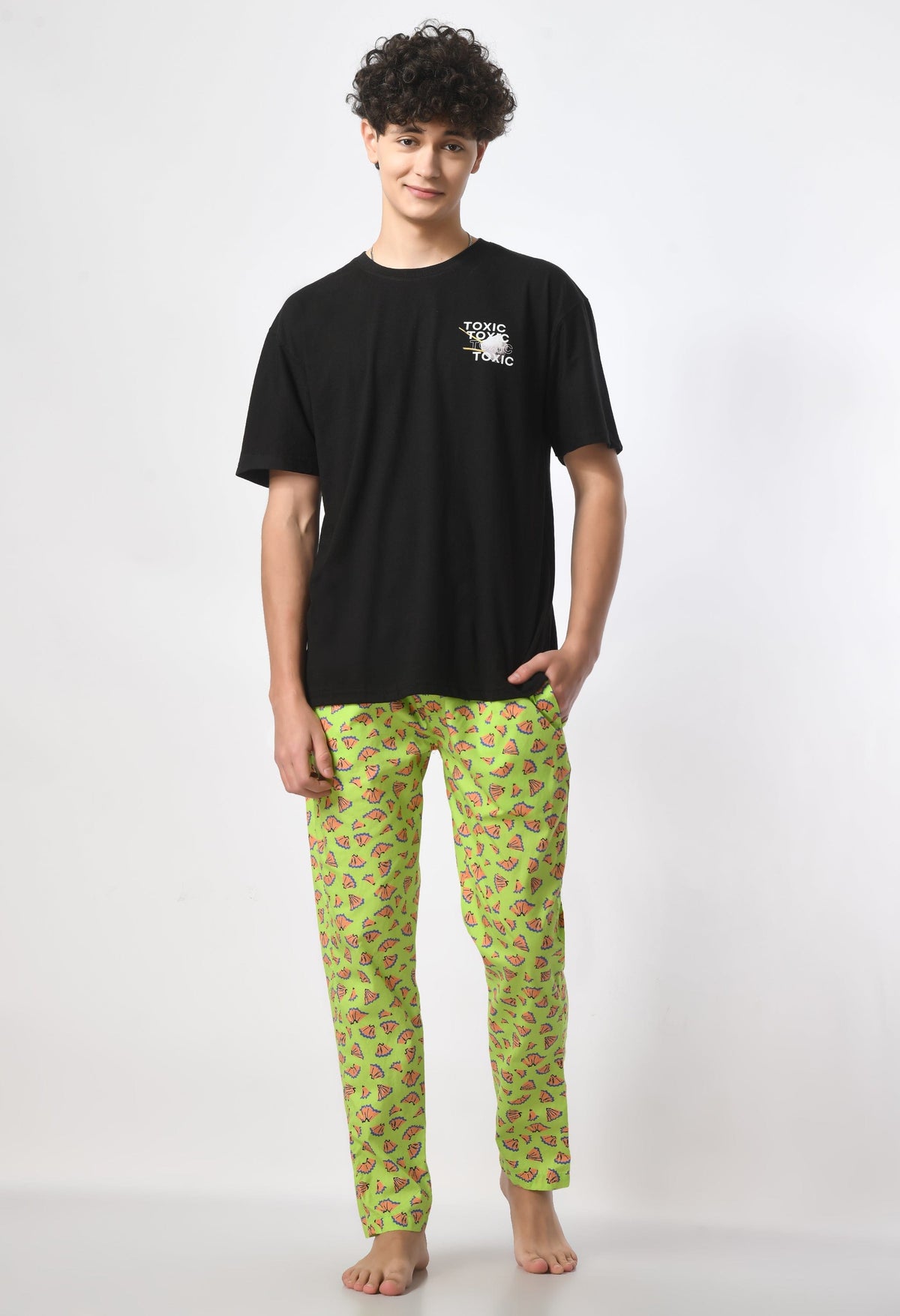 Pencil Print Men Pyjamas By Purple Mango