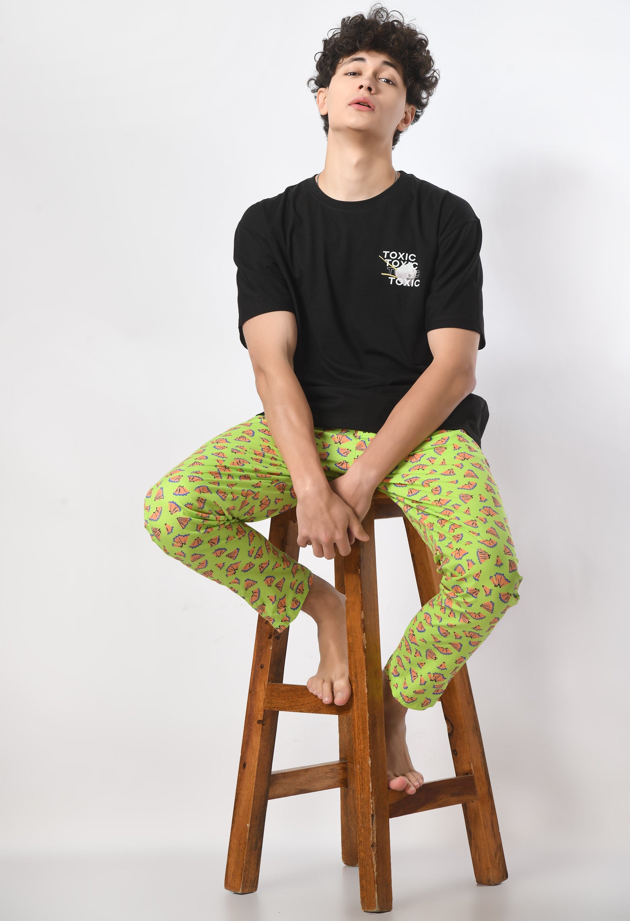 Pencil Print Men Pyjamas By Purple Mango