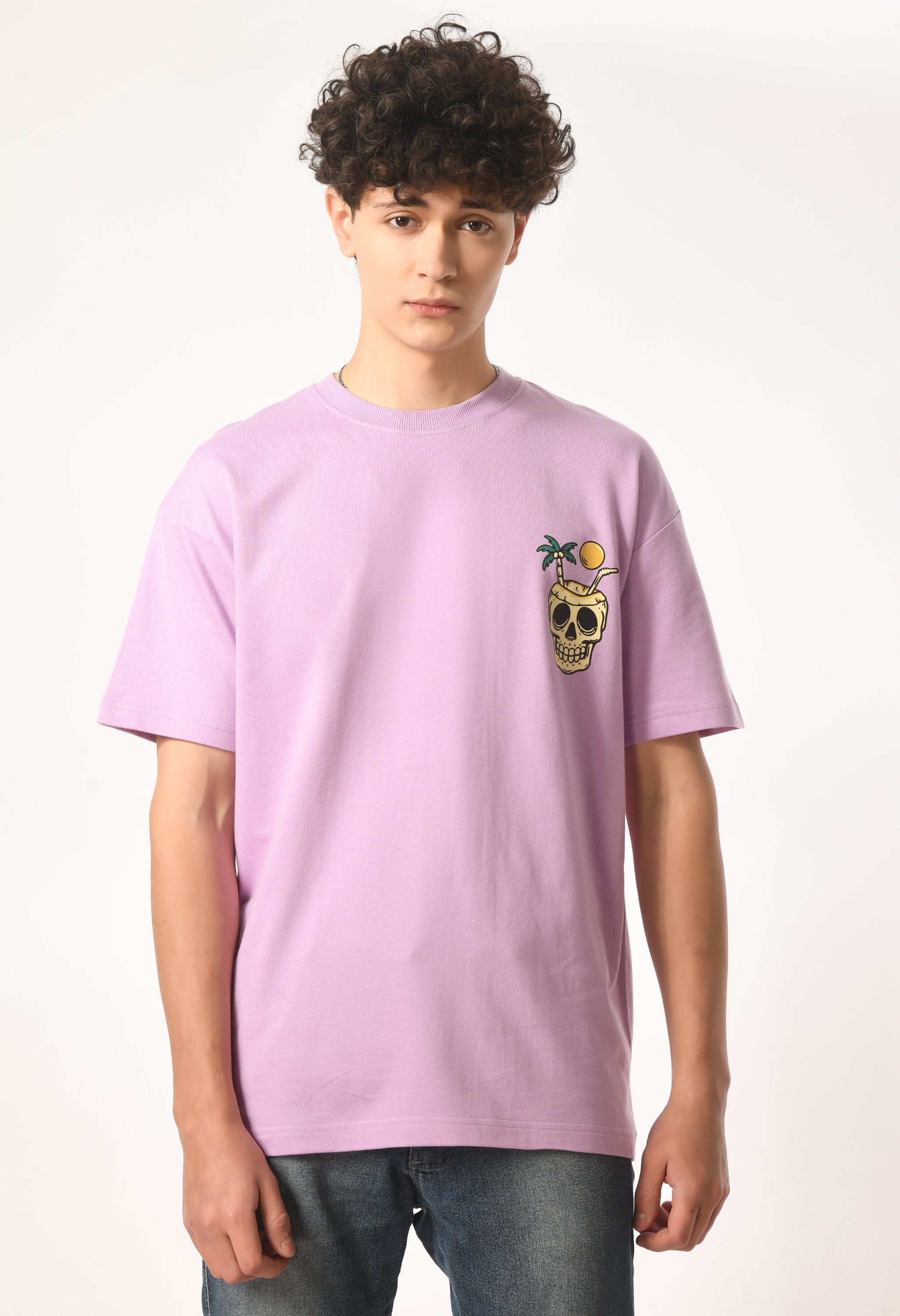 Skull Lilac Oversized Unisex T-Shirt By Purple Mango