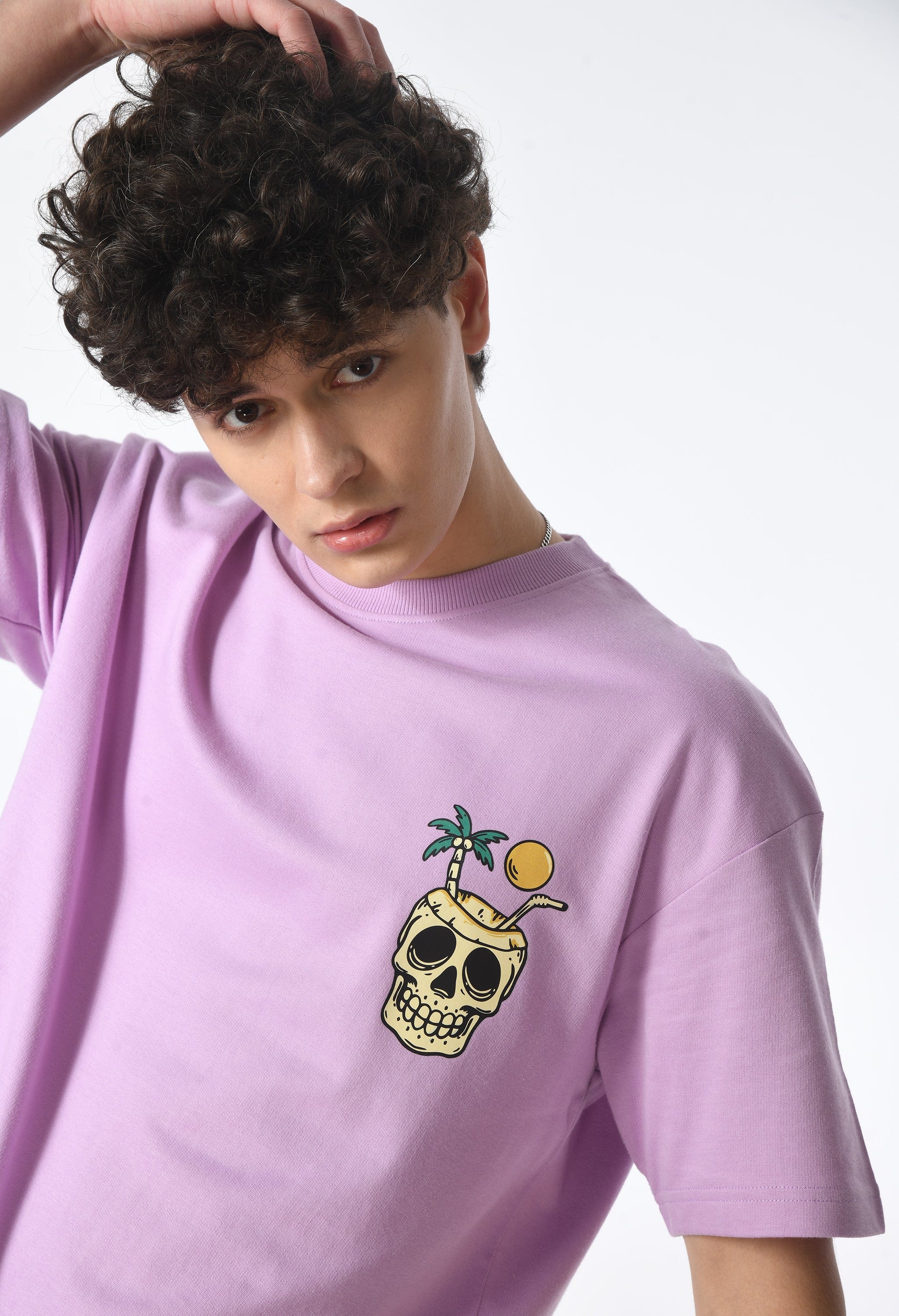 Skull Lilac Oversized Unisex T-Shirt By Purple Mango