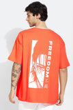 Freedom Orange Oversized Unisex T-shirt By Purple Mango