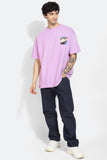 Animee Graphic Lilac Oversized Unisex T-Shirt By Purple Mango