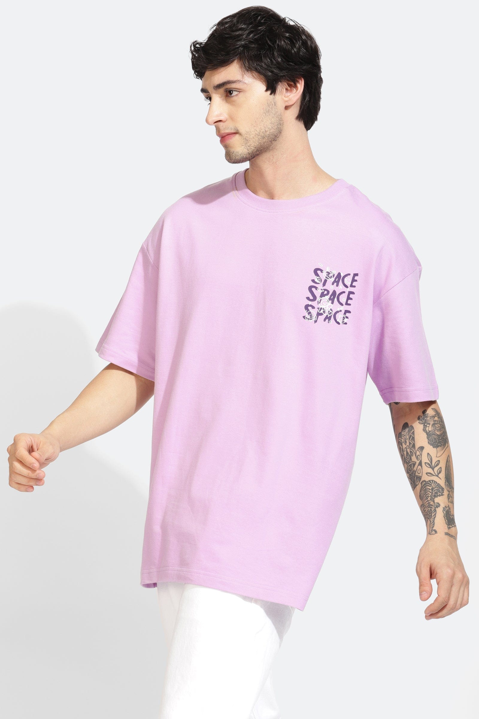 Space Lilac Oversized Unisex T-shirt By Purple Mango